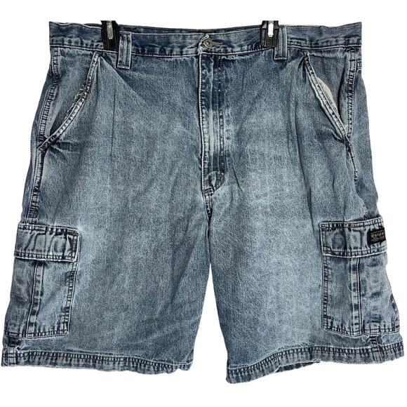 Wrangler Denim Carpenter Cargo Shorts Men 40 Hero Jorts High Rise 10" Inseam - Picture 1 of 5